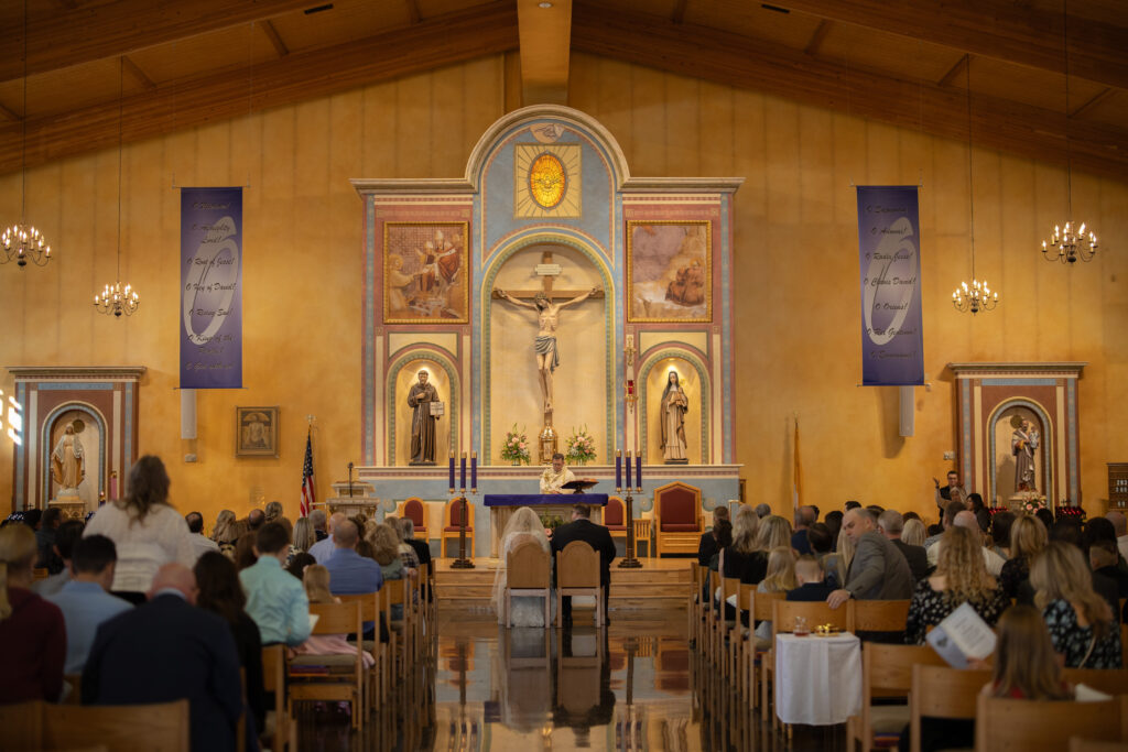 December wedding at St. Francis of Assisi in Henderson Nevada, taken by catholic wedding photographer Alexis Dean