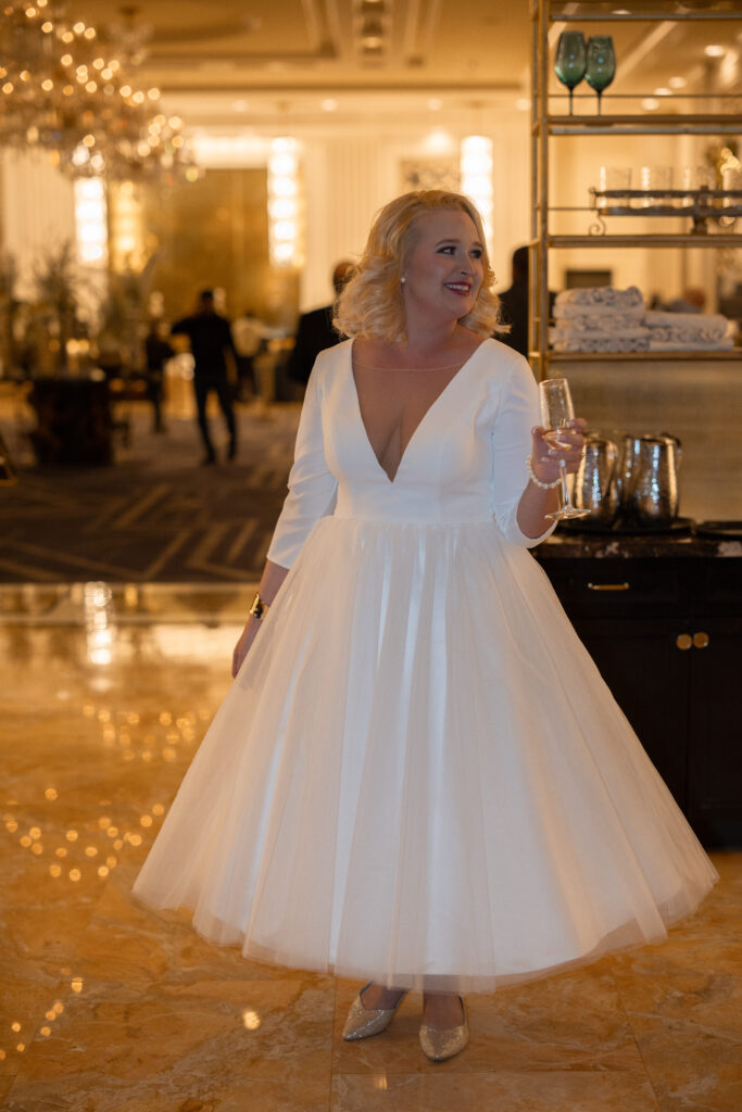 bride switched into a reception dress for her reception at trump tower, Alexis Dean photography