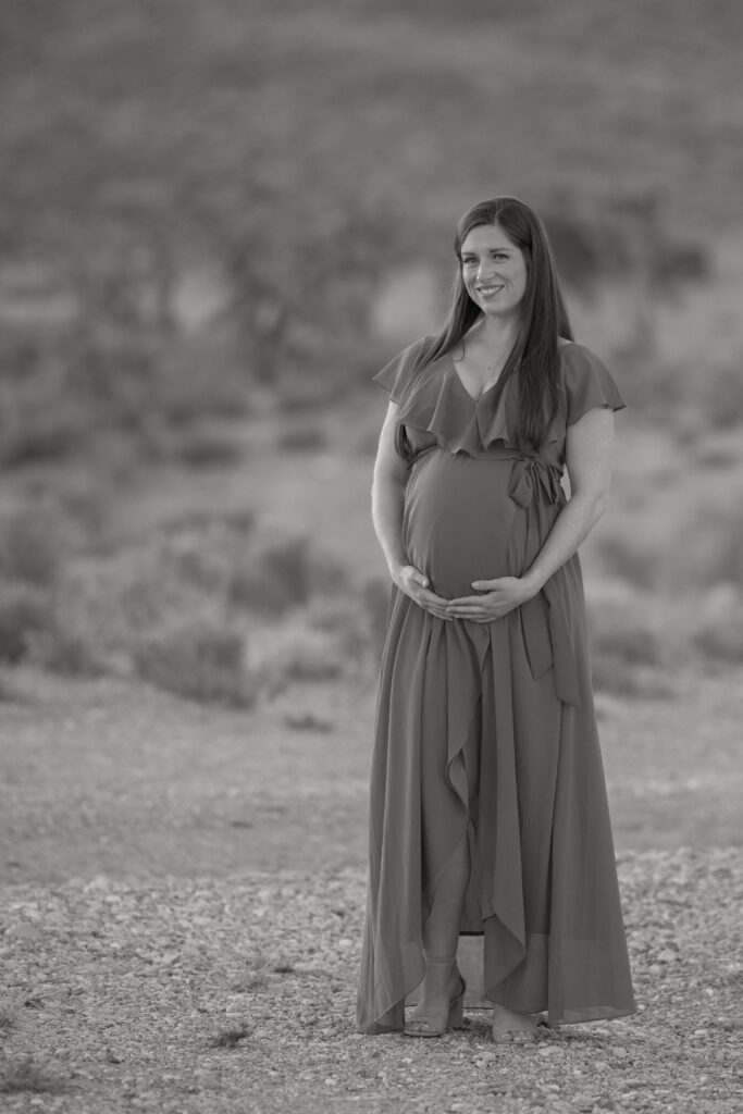 black and white image capturing the strength and beauty of pregnancy Maternity photographer Alexis Dean Photography in Las Vegas Nevada